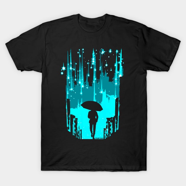 Star Shower Umbrella T-Shirt by robotface